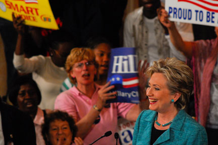 hillary clinton with supporters